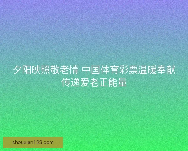 夕阳映照敬老情 中国体育彩票温暖奉献传递爱老正能量